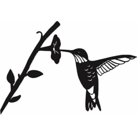 Silhouette d'oiseau en métal - Noir en Fer forgé Oiseau Silhouette Oiseaux sur la Branche, Colibri Wall Art déco pour la Maison Jardin Cour Patio extérieur (1/4)
