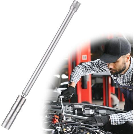 Douille Bougie 14mm, Cle a Bougie D'allumage Magnétique Clé à Bougie Pivotant à 360 ° 3/8 ", Outil de Retrait de Paroi Mince Oscillant à 12 Points Compatible avec BMW (Longue) (1/4)