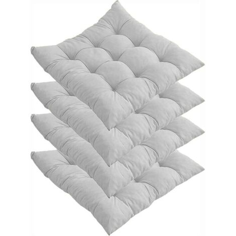 Lot de 4 coussins de chaise épais, coussins de chaise de salle à manger 40 x 40 cm, coussins de chaise de jardin pour la maison, le bureau, l'intérieur et l'extérieur (gris)