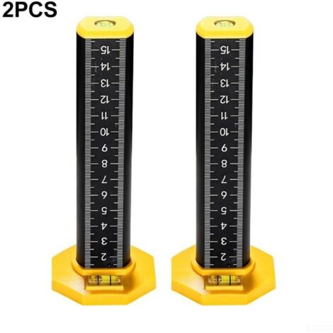 Ensemble de 2 règles magnétiques de hauteur – Outil de mesure en alliage d'aluminium pour le travail du bois, la pose de revêtements de sol et de carrelage (jaune et noir) (1/4)