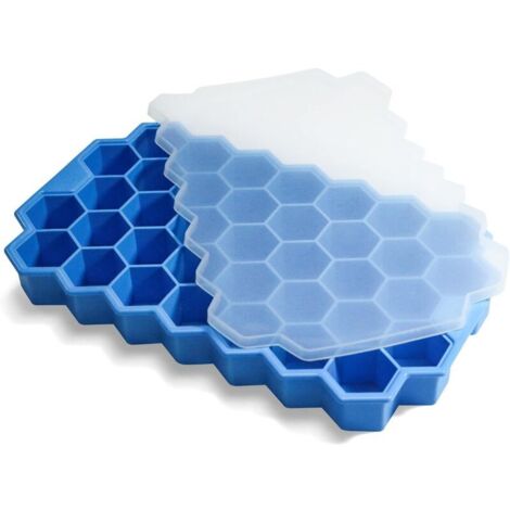 Bacs à glaçons pour congélateur avec couvercle - 37 grilles en silicone pour petits moules à glaçons, faciles à démouler et réutilisables dans des bacs de rangement ou des seaux à glace