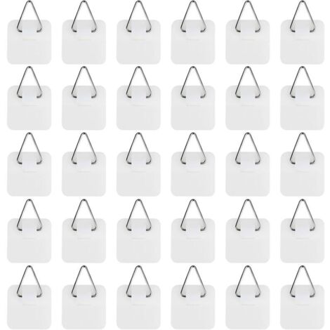 Lot de 30 crochets adhésifs pour cadres photo, crochets de suspension robustes pour cadres photo (petits carrés) (1/4)