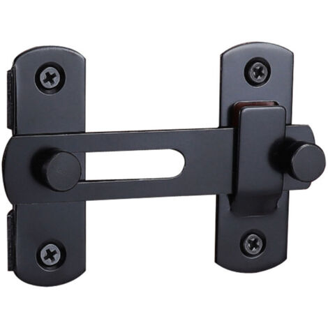 Lot de 2 verrous de porte de grange, coulissants à 180 degrés, pour porte de grange, porte coulissante, chatière, garage, salle de bain, fenêtre, extérieur (noir) (1/4)