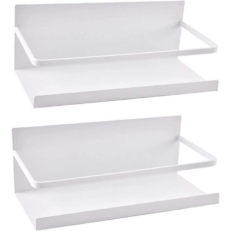 Etagère Réfrigérateur, 2 Pièces Étagère à Épices Magnétique Etagère Réfrigérateur Magnétique Organisateur de Réfrigérateur Economie Espace pour la Cuisine (Blanc) (1/4)