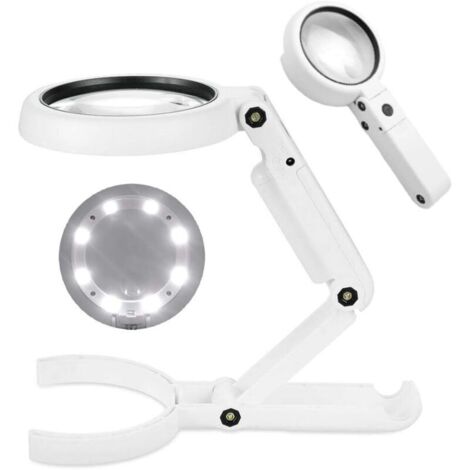 Loupe de bijoutier, grossissement 5x 11x, 8 LED, support pliable, lampe loupe pour bureau, bijoux, insectes, journaux, réparation de montres