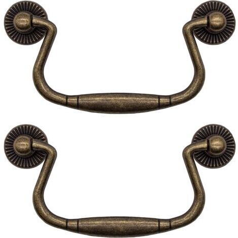 Lot de 2 tiroirs antiques pliables - Design en fer bronze - Pour portes coulissantes, armoires, commodes, cuisines, buffets, coffres etc. - Vintage maison de campagne rétro, 99 x 50 mm (1/5)