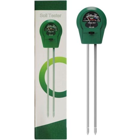 Testeur de pH du sol 3 en 1 : humidité, lumière et pH pour jardin, pelouse, ferme, entretien des plantes d'intérieur et d'extérieur, vert