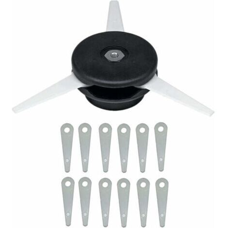 Tête de débroussailleuse de rechange et 12 lames de rechange avec 12 lames en nylon et tête de coupe