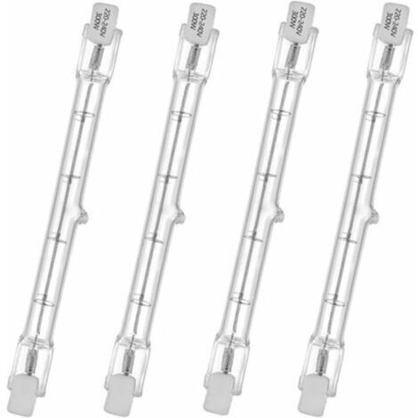 LaBlanc - 4 pièces Tube halogène HaloLine, base R7S, lampe tube halogène T3, 230V, 300 watts, 118 mm, blanc chaud ,2800K