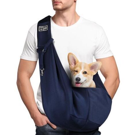 LaBlanc - Sac de Transport pour Chien Chat, Réglable Sac à Bandoulière Mains Libres Petit Chien, pour Chiens/Chats de Taille Moyenne Jusqu'à 7,5 kg, pour l'extérieur, Les Voyages, Le Métro (Bleu) (1/5)