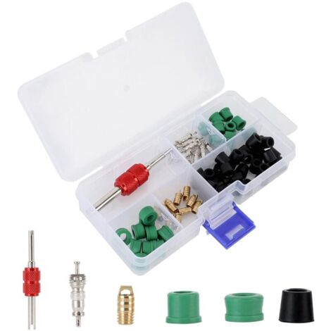 Joints de tuyaux CVC 71 pièces Kit de réparation de climatisation Outil de réparation 10 pièces Noyaux de valve 50 pièces Joints de tuyaux 10 pièces Valves (1/4)