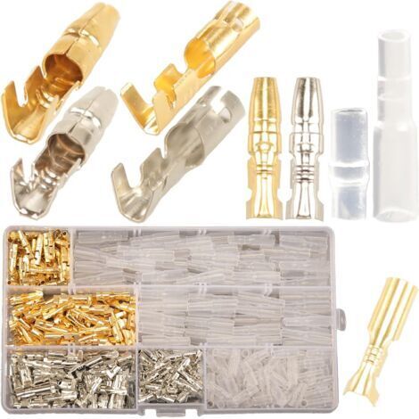 400PCS 3.9mm Laiton Bullet Connecteurs Kit Mâle et Femelle avec Manchon Isolant, connecteur electrique moto automobile cosse electrique moto a sertir (1/5)