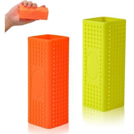 2pcs Brosses à Poils d'Animaux en Silicone, Rouleau de Nettoyage de Bloc Pratique Rouleau de Nettoyage de Tapis Portable pour Meubles Canapé Tapis Canapé Literie (Jaune et Orange) (1/5)