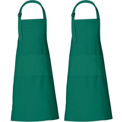 Tabliers de chef pour femmes et hommes 88x69 cm uni avec 3 poches,Vert (1/4)
