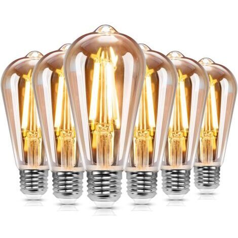 Ampoules LED ST64,Edison Vintage E27 8W=109W,1680 Lumens,Lumière Chaude 2200K,Lampe Décorative,Idéal pour la Maison, Bars, Café, Restaurant,Non Dimmable,Lot de 6