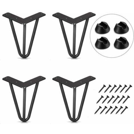 LaBlanc - Lot de 4 pieds de table 10 cm - Pieds de meuble DIY - pour table basse à manger table noir - avec protège-pieds et vis (1/5)