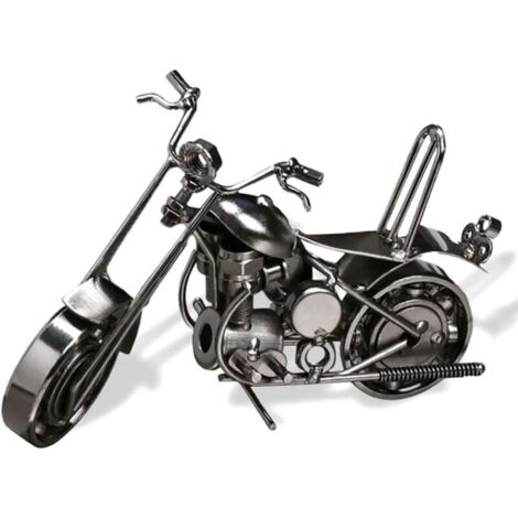 Ornement de moto en fer forgé - Vintage - Art du fer - Maquette de moto pour décoration de bureau - Accessoires de photographie, Collection d'art (Argent)