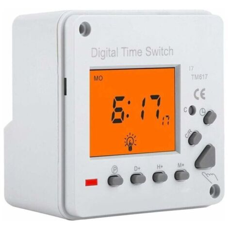 Tigrezy Minuteur Electronique Minuterie Numérique Interrupteur de Commande Intelligent Programmable Minuterie Rétro-éclairée pour Les Appareils Electroménagers Eclairage Public (220V AC) (1/4)