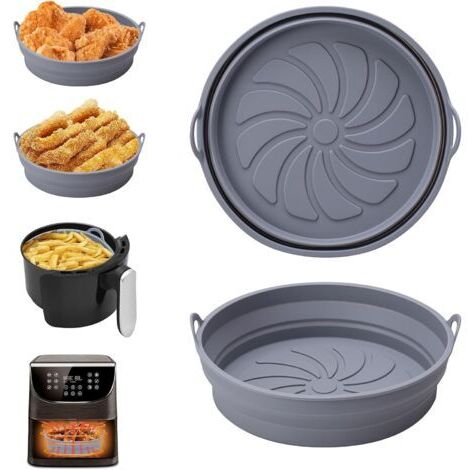 LaBlanc-Accessoires pour friteuse à air-moules en Silicone-lot de 2- pliables, réutilisables-doublure de poêle plate et ronde-pour friteuse à air, micro-ondes, four (1/5)