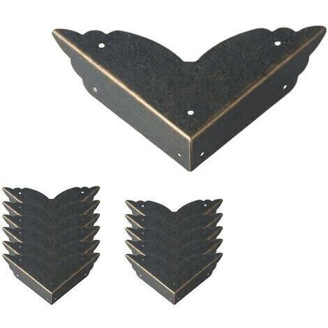 LaBlanc - Lot de 12 protections d'angle vintage en métal - Style antique - Protection des bords de meubles - Pour table, coffre, boîte à bijoux (1/5)
