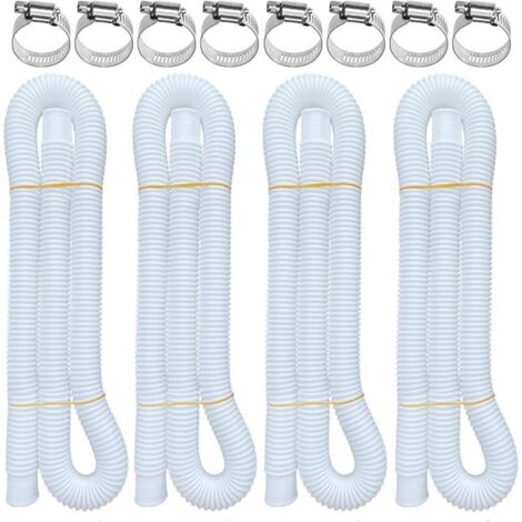 Tuyaux de piscine hors sol, lot de 4, 3,2 x 150 cm, compatibles avec les pompes de filtration Intex 607 et 637, avec 8 colliers de serrage métalliques. (1/4)