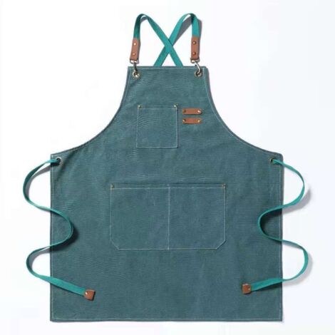 Tablier de chef, tablier de jardinage en toile de coton avec grandes poches pour hommes et femmes, tablier de cuisine réglable et robuste (1/4)