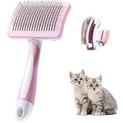 LaBlanc - Brosse Autonettoyante Pour Animaux de Compagnie,Brosse Pour Poils Longs et Courts,Pour Chiens Chats Eliminer Efficacement des Tomentose Sous-poil Tangles , Rose (1/5)