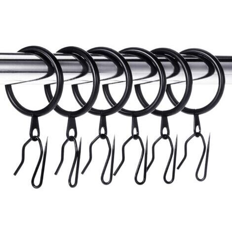 30 Pièces Anneaux de Suspension en Métal et 30 Pièces Crochets à Épingles pour Rideau de Fenêtre, 30 mm Diamètre Intérieur (Noir) (1/5)