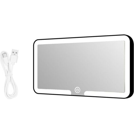 Miroir Pare Soleil Voiture, Miroir de Courtoisie Voiture avec 3 Modes Lumières LED Rechargeable, Miroir de Maquillage Voiture pour Pare-Soleil de Voiture, Dossier de Siège (Noir) (1/4)