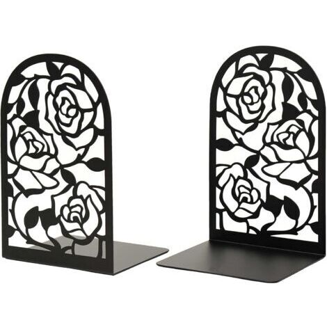 Serre Livre Métal, Lot de 2 Supports de Cale Livre, Serre-Livre, Serre Livres pour Pupitre de Lecture, Pupitre, Serre-Livres pour Bureau, école, Maison, Bibliothèque, Noir