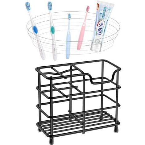 Porte Brosse à Dents Acier INOX Noir, Ventilé Anti-Mildiou Petit Support de Brosse à Dents pour Salle de Bain