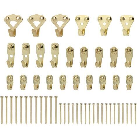 25 Pièces Crochets pour Cadre Photo en Métal avec Clous, Crochets de Suspension de Photo, Assortiment de 5 Tailles pour Charges de 10 à 100 lbs pour Accrocher Photos