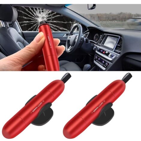 2 en 1 Marteau Brise Vitre Coupe-Ceintures et Marteaux Brise Vitre d'urgence Marteaux de Secours pour Voiture,Lot de 2 (1/4)