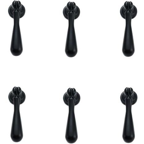 Poignée Bouton 6 Pièces Poignée De Garde-Robe En Alliage De Zinc Monotrou Pendentif Poignée Armoire Porte Armoire Tiroir Bouton Goutte D'Eau Noir 70 x 18mm (1/3)
