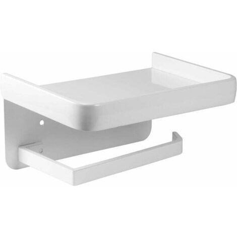 LaBlanc - Support mural pour rouleau de papier toilette avec étagère de rangement en aluminium pour salle de bain et cuisine (blanc) (1/5)
