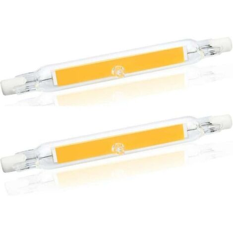 R7s 78 mm LED 5 W blanc chaud 3000 K, R7s Cob LED linéaire remplacer crayon halogène 40 W 50 W, R7s LED 78 mm ampoule mince, lot de 2