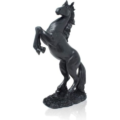 Statue de cheval debout en résine de 30 cm pour la décoration intérieure, sculpture décorative, figurine d'art représentant un cheval de ferme - Noir (1/4)