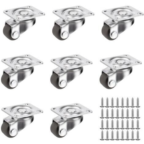 8 Pièces Roulettes pour Meubles, Roulette Meuble, Roulettes Pivotantes à 360 Degrés Meuble, Roue de Meuble Exterieur Silencieuses de Caoutchouc con 32 Vis