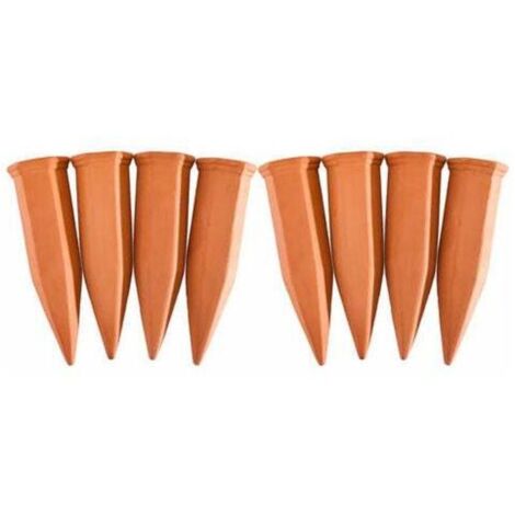 Cône d’arrosage, Terre Cuite, Lot de 8, pour Bouteilles Pet d’1,5 l, jardinières et Plantes en Pot, Terracotta (1/4)