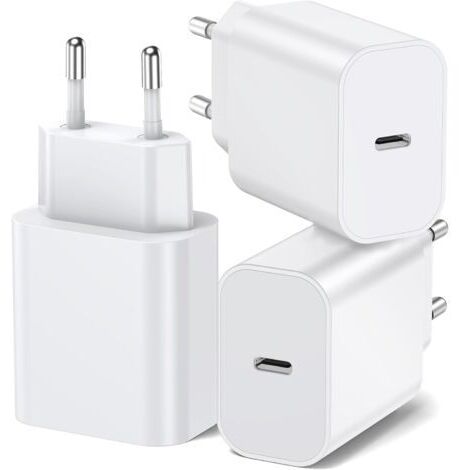 20W Chargeur USB C, Bloc d'Alimentation Adaptateur Conçu pour A-pple, Prise USB C Rapide compatible avec i-Phone 17/16/15/14/13 Plus Pro Max Mini, Air-Pods i-Pad, Samsung Galaxy S25/24/23(3 Pack) (1/5)