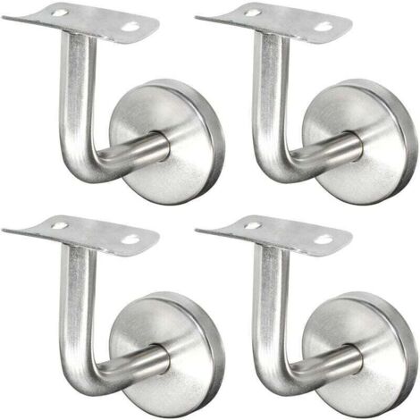 Support Main Courante Inox 304 pour Rampe Escalier Support Mural Rampe Bois Argent (4 Pièces) NPTERBL (1/4)