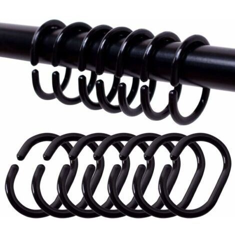 Anneaux Rideaux 24 Pièces Crochets de Rideau de Douche Crochet Rideau Anneaux de Douche en Plastique Crochet Plastique Plastique en Forme de C à Suspendre Crochet Rideau Douche 39.55.557mm