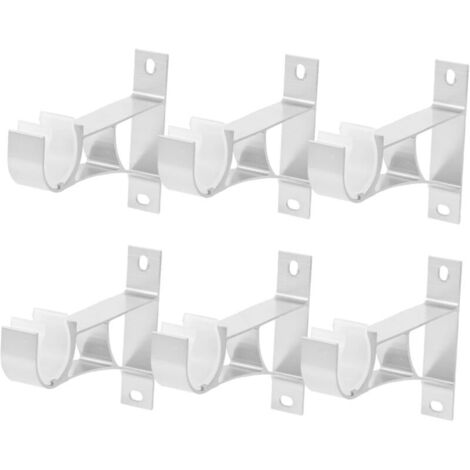 6 pièces Support Tringle Rideau Robuste Fixation Murale Percée Porte Tringle Épais pour Rideaux Lourds Adapté Salon Chambre Bureau (1/4)