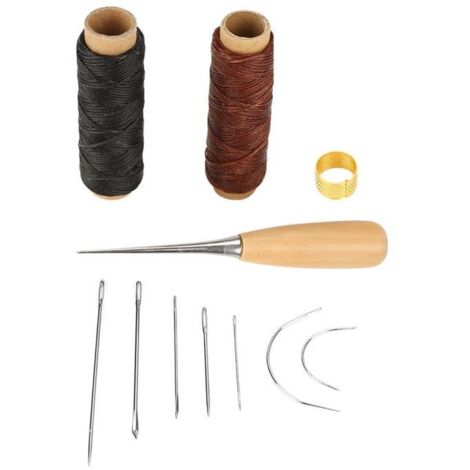Cuir à Coudre Outils Kit De Réparation,Kit De Couture Cuir - Comprend Le Poinçon, Le Jonc, Le Fil Ciré Et l\'Aiguille - Pour