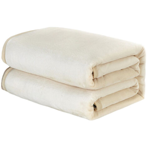 Couverture polaire douce et moelleuse BNM, taille double XL, ivoire (1/4)