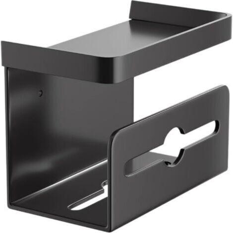 Porte Papier Toilette Noir Mat sans Perçage, Porte Papier Toilette en Acier avec étagère Et Boîte à Lingettes Humides, Porte Papier Toilette Rangement Mural pour Salle de Bain (1/4)