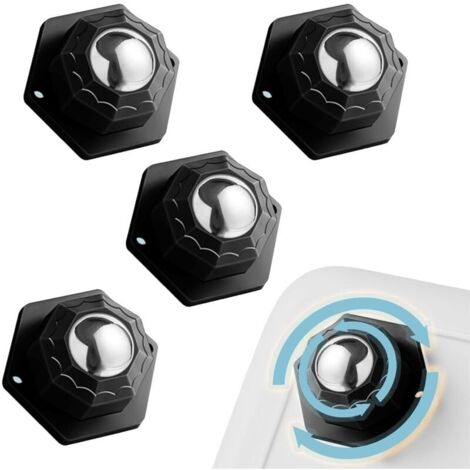 Lot de 4 roulettes plates pour meubles lourds – Charge 200kg – Fixation autocollante ou vis – Rotation 360° pour déplacement facile