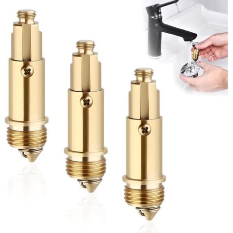 Pop-up Boulon en Laiton, 3Pcs Bondes à Ressort en Laiton, Bonde de Lavabo en Laiton avec Mécanisme à Ressort et Boulon, Clic Clac Bouchon d'évier, Remplacement pour évier de Baignoire