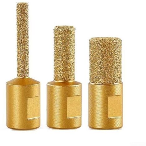 Un jeu de 3 fraises diamantées pour meuleuses d'angle, adaptées à l'usinage du marbre, du quartz et des carreaux de pierre.