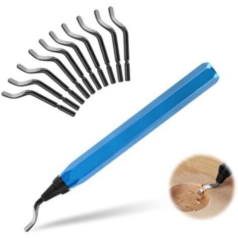 LaBlanc - Ebavureur Outil D'ébavurage,Outil d'Ébavurage Manuel,360 ° Rotatif Deburr Lames,Burr Remover avec 10 BS1010 Lames de Rechange,pour l'impression 3D Plastique Aluminium Cuivre et Acier (1/4)